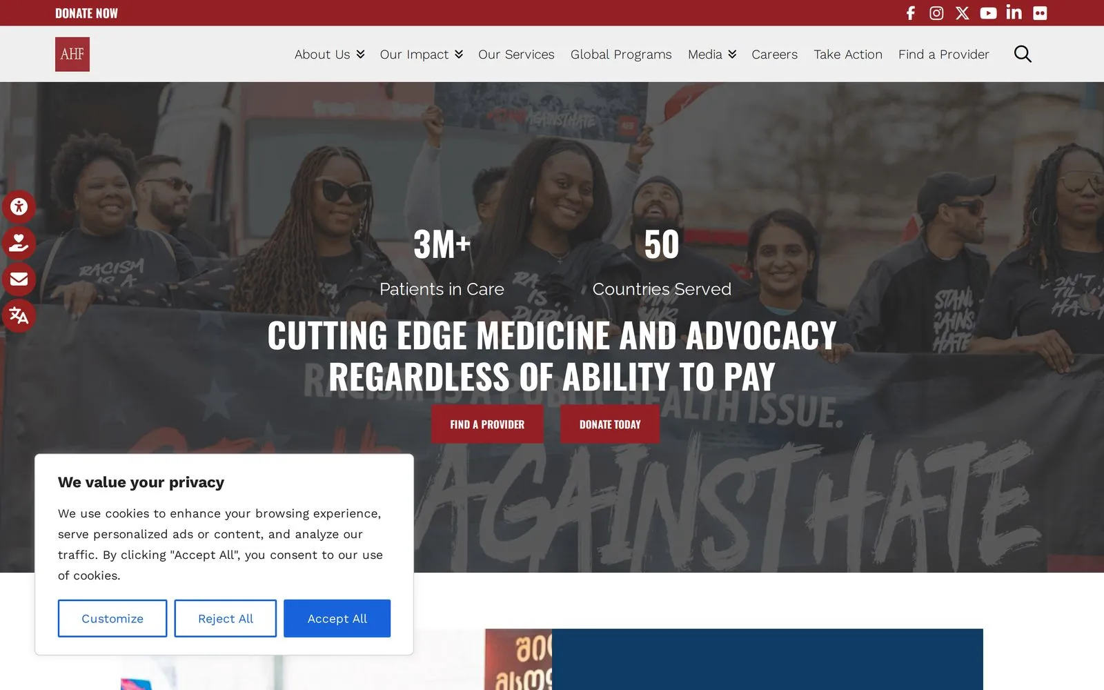 The AIDS Healthcare Foundation website